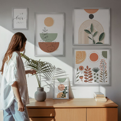 Galéria obrazov na stenu Štýlová rastlinná a geometrická grafika