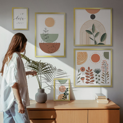 Galéria obrazov na stenu Štýlová rastlinná a geometrická grafika