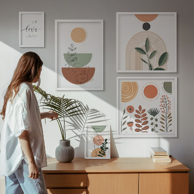 Galéria obrazov na stenu Štýlová rastlinná a geometrická grafika