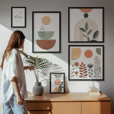 Galéria obrazov na stenu Štýlová rastlinná a geometrická grafika