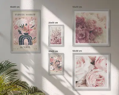 Kvetinové dekorácie v boho štýle sada obrazov nad pohovku
