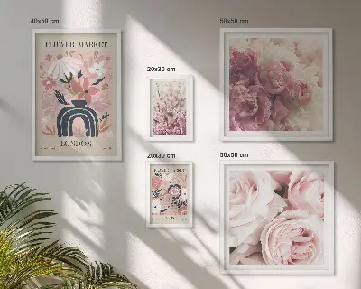Kvetinové dekorácie v boho štýle sada obrazov nad pohovku