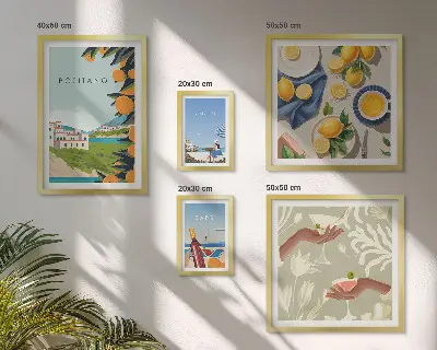 Sada obrazov nad pohovku dovolenka v Taliansku na Amalfskom pobreží a ostrove Capri
