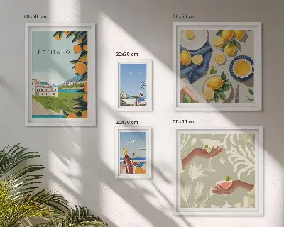 Sada obrazov nad pohovku dovolenka v Taliansku na Amalfskom pobreží a ostrove Capri