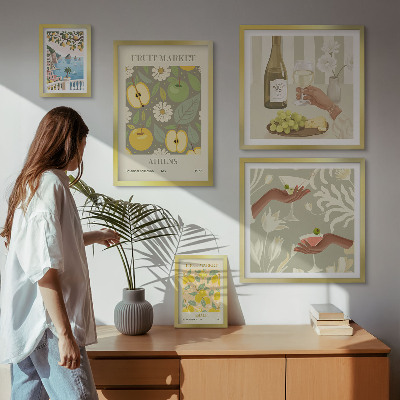 Sada obrazov nad pohovku Atmosférické ilustrácie zo 70. rokov