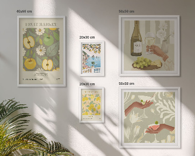 Sada obrazov nad pohovku Atmosférické ilustrácie zo 70. rokov