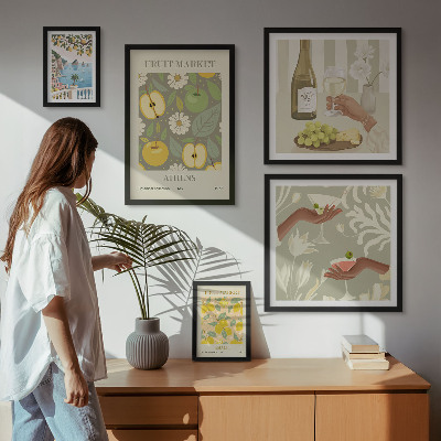 Sada obrazov nad pohovku Atmosférické ilustrácie zo 70. rokov