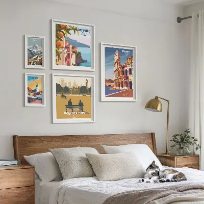 Sada obrazov nad pohovku motív krajiny európskych miest