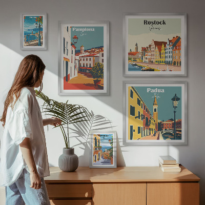Sada obrazov nad pohovku Architektúra pohľadov na európske mestá