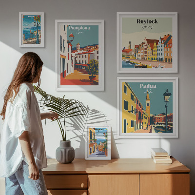 Sada obrazov nad pohovku Architektúra pohľadov na európske mestá