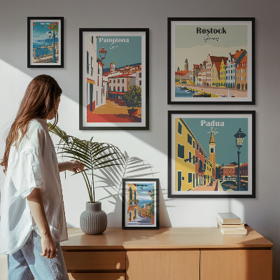 Sada obrazov nad pohovku Architektúra pohľadov na európske mestá