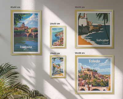 Sada obrazov nad pohovku Európske mestá, výhľady, krajiny