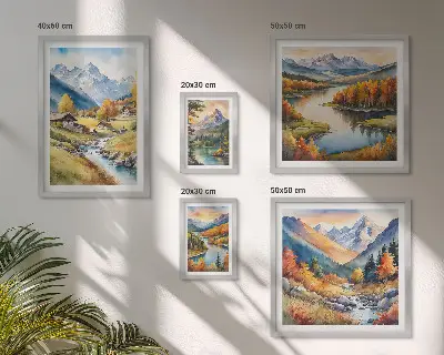 Sada obrazov nad pohovku motív krajiny hôr, riek a lesov