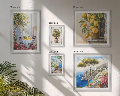 Sada obrazov nad pohovku citrusové inšpirácie so slnkom