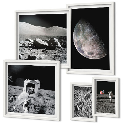 Sada obrazov nad pohovku Lunárne krajiny astronautov