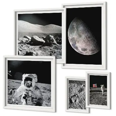 Lunárne krajiny astronautov sada obrazov nad pohovku