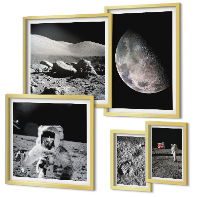 Sada obrazov nad pohovku Lunárne krajiny astronautov