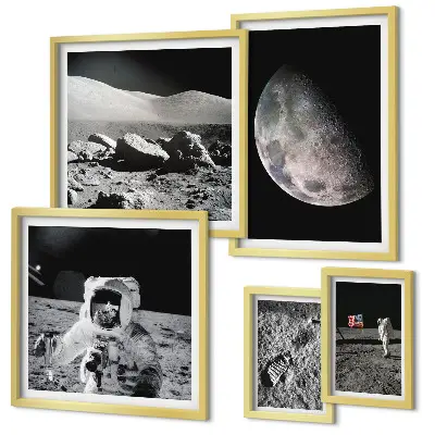 Lunárne krajiny astronautov sada obrazov nad pohovku