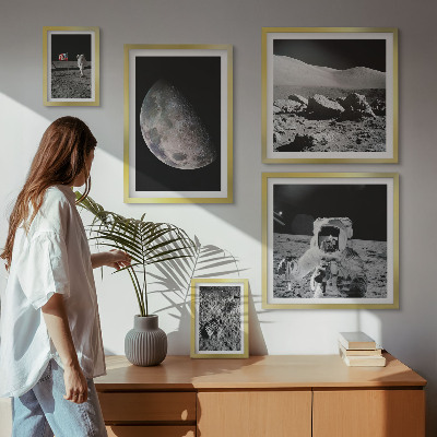 Sada obrazov nad pohovku Lunárne krajiny astronautov