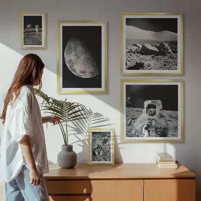 Lunárne krajiny astronautov sada obrazov nad pohovku