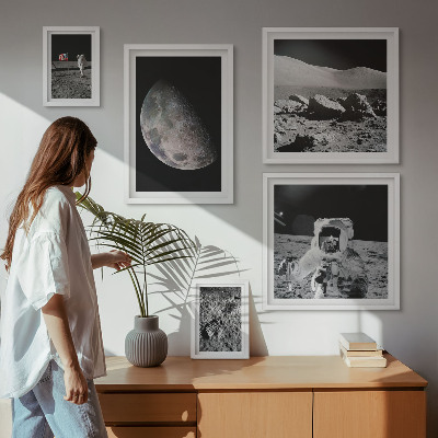 Sada obrazov nad pohovku Lunárne krajiny astronautov