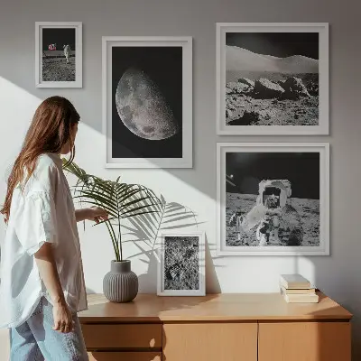 Lunárne krajiny astronautov sada obrazov nad pohovku