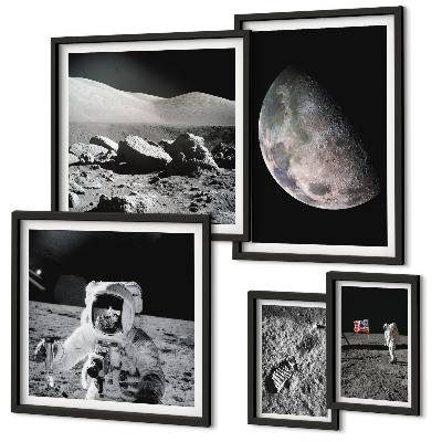 Sada obrazov nad pohovku Lunárne krajiny astronautov