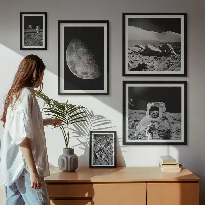 Lunárne krajiny astronautov sada obrazov nad pohovku