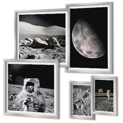 Sada obrazov nad pohovku Lunárne krajiny astronautov