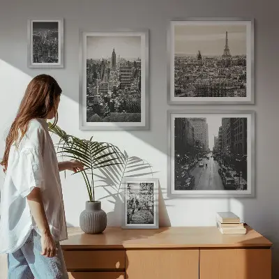 Sada obrazov nad pohovku panorámy európskych hlavných miest