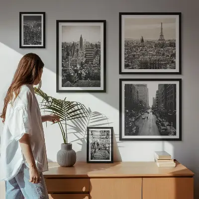 Sada obrazov nad pohovku panorámy európskych hlavných miest