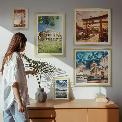 Obrazy Ikony svetovej architektúry sada obrazov nad pohovku