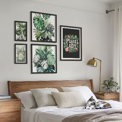 Galéria obrazov na stenu Rastliny s boho akcentmi zelene