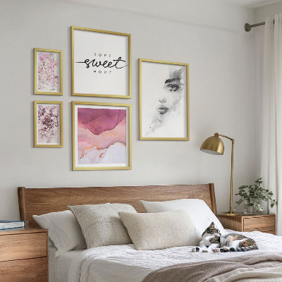 Sada obrazov nad pohovku Dámske portréty, kvety, pastel