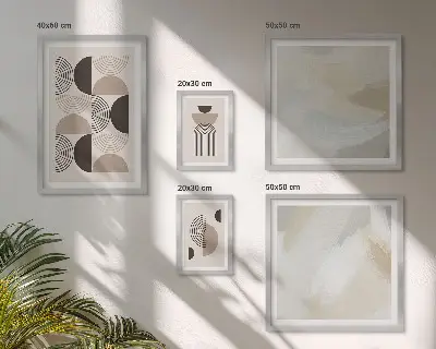 Abstraktné geometrické tvary sada obrazov nad pohovku