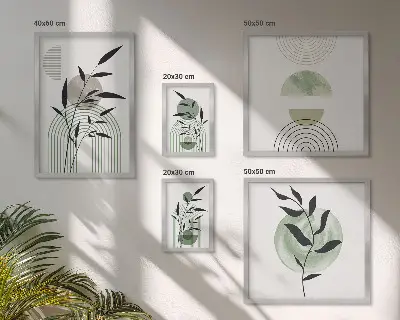 Sada obrazov nad pohovku štýlová grafika s motívom rastlín