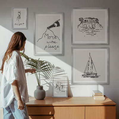 Galéria obrazov na stenu Štýlová grafika na víno, relaxácia