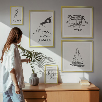 Galéria obrazov na stenu Štýlová grafika na víno, relaxácia