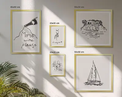 Obraz na stenu štýlová grafika s motívom vína a relaxácie