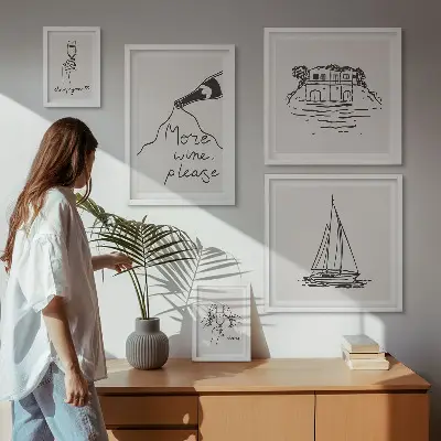 Obraz na stenu štýlová grafika s motívom vína a relaxácie