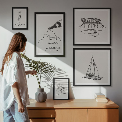 Galéria obrazov na stenu Štýlová grafika na víno, relaxácia