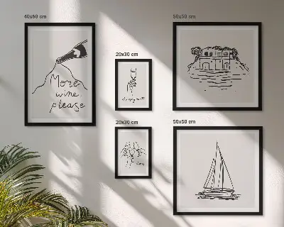 Obraz na stenu štýlová grafika s motívom vína a relaxácie