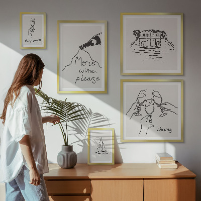 Galéria obrazov na stenu Štýlové ilustrácie prípitku na víno