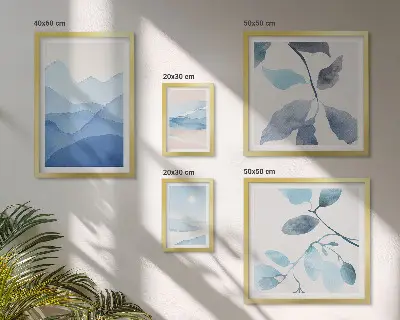 Galéria obrazov na stenu minimalistický modrý prírodný motív