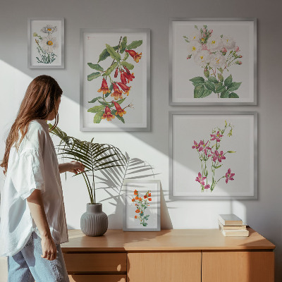 Sada obrazov nad pohovku Kvetinové botanické motívy