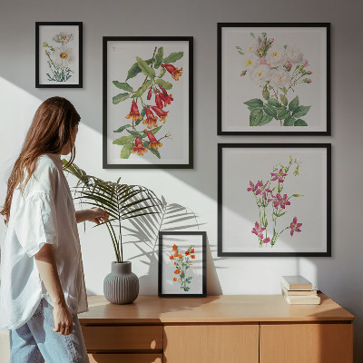 Sada obrazov nad pohovku Kvetinové botanické motívy