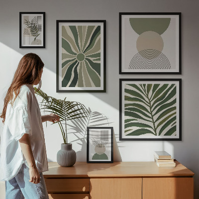 Galéria obrazov na stenu Štýlová grafika so zeleňou