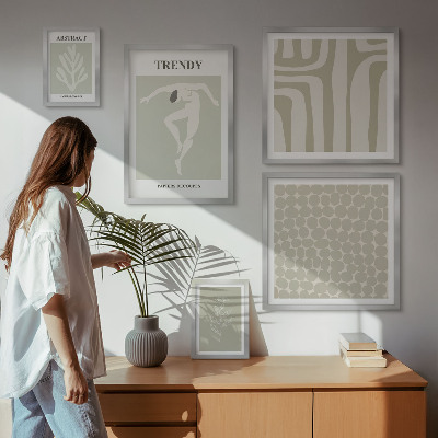 Galéria obrazov na stenu Štýlová abstraktná zelená grafika