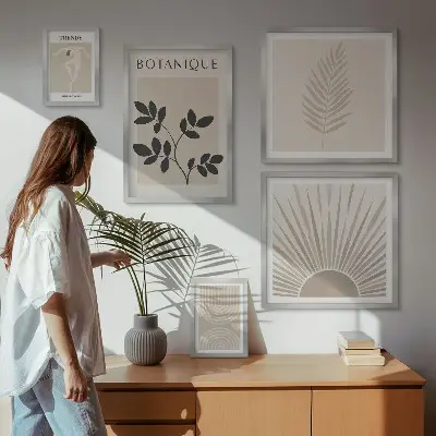 Sada kvetinových geometrických obrazov dekorácia nad pohovku