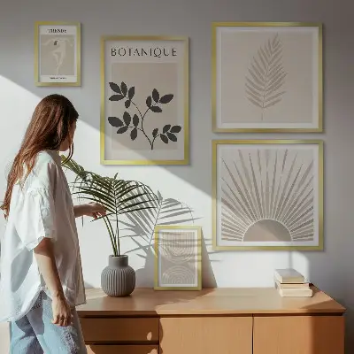 Sada kvetinových geometrických obrazov dekorácia nad pohovku